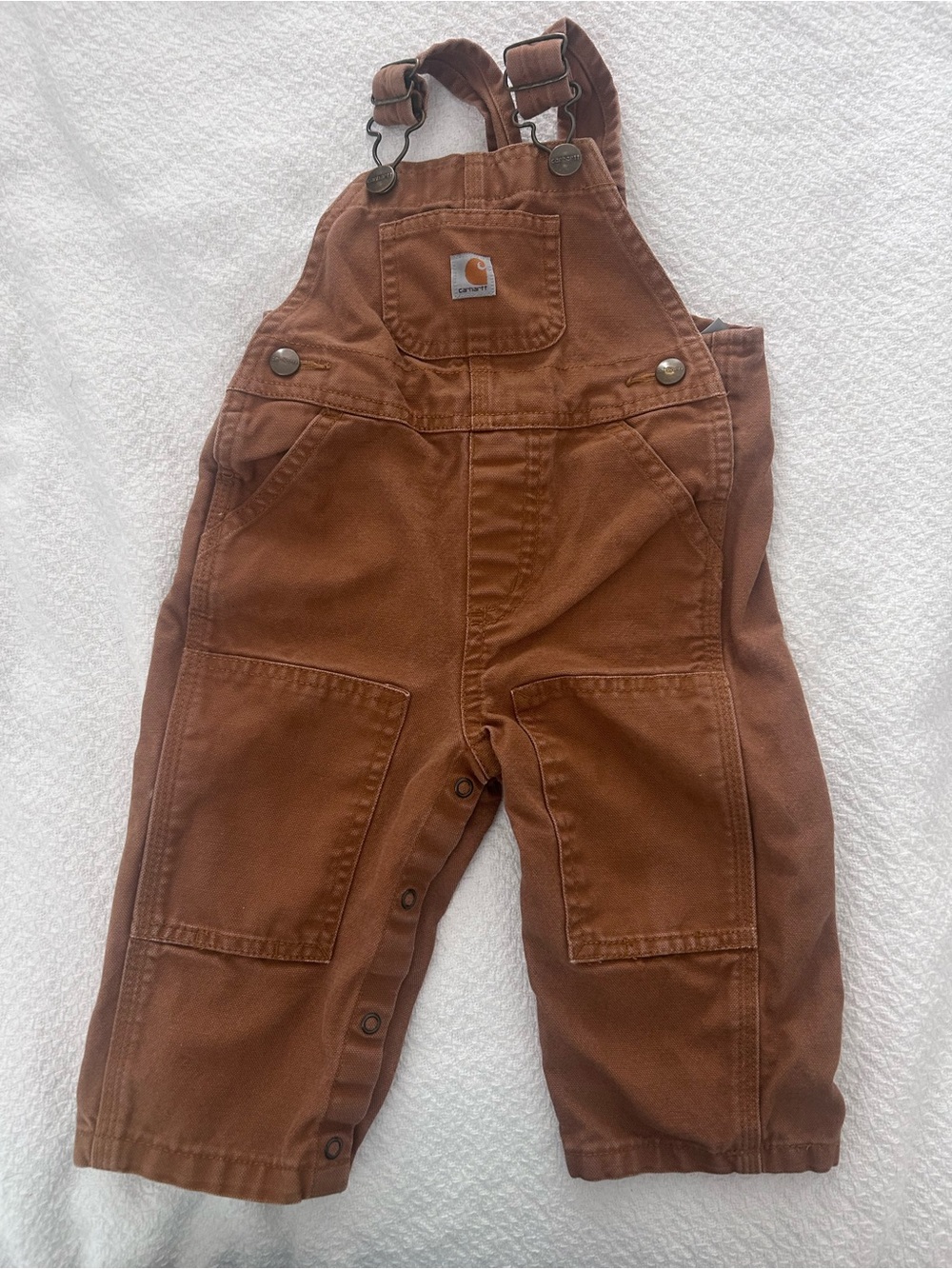 Carhartt Kids Rust Brown Canvas Overalls with Pockets